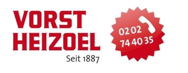 Logo von Vorst Heizöl mit Kontaktnummer in rotem Stern und dem Zusatz „Seit 1887“.