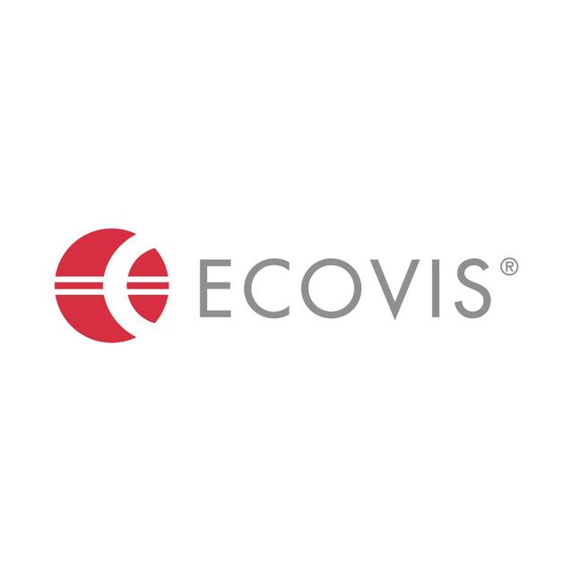 Logo von Ecovis: Roter Halbkreis mit zwei horizontalen Linien und grauer Schriftzug „ECOVIS“.