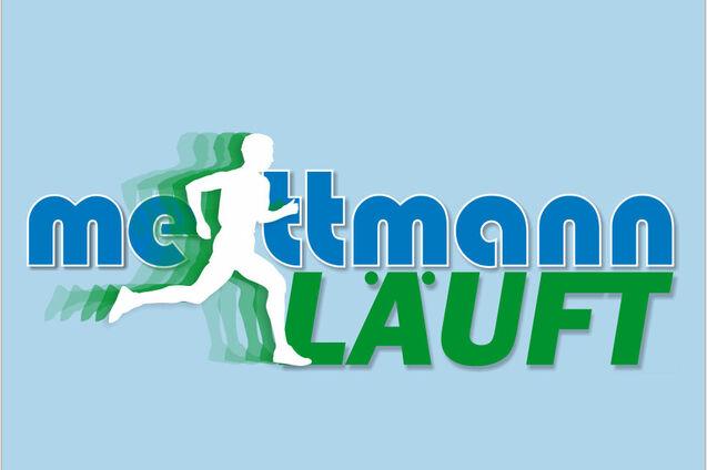 Logo mit der Aufschrift "mettmann LÄUFT" und einer stilisierten Sihouette eines Läufers in Bewegung.