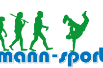 Grafische Darstellung der menschlichen Evolution von Affen zu einem Sportler, begleitet von der Aufschrift „mettmann-sport“.