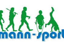 Grafik mit sechs stilisierten Silhouetten der menschlichen Evolution und dem Schriftzug „mettmann-sport“ in blauer Schrift.