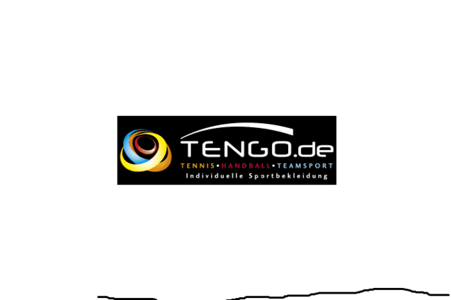 Logo von TENGO.de für Tennis, Handball und Teamsport mit dem Slogan „Individuelle Sportbekleidung“ in bunten Buchstaben.
