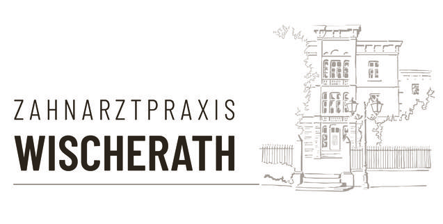Logo der Zahnarztpraxis Wischerath mit stilisierter Darstellung des Praxisgebäudes und Schriftzug.