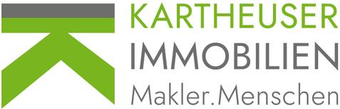 Logo von KARTHEUSER IMMOBILIEN mit gr&uuml;ner Grafik und dem Text "Makler.Menschen".