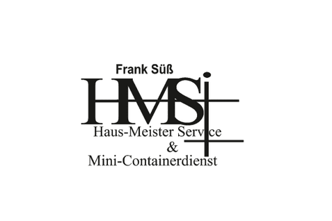 Logo von Frank S&uuml;&szlig;, Haus-Meister Service und Mini-Containerdienst, mit stilisierten Buchstaben HMS und grafischen Elementen.