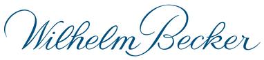 Schriftzug „Wilhelm Becker“ in eleganter, blauer Schreibschrift auf weißem Hintergrund.