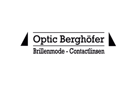 Logo von Optic Bergh&ouml;fer mit den Schriftz&uuml;gen &bdquo;Brillenmode - Contactlinsen&ldquo; in schwarzer Schrift auf wei&szlig;em Hintergrund.
