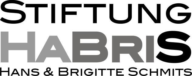 Logo der Stiftung HaBris, dargestellt in Großbuchstaben, kombiniert mit den Namen Hans und Brigitte Schmits.