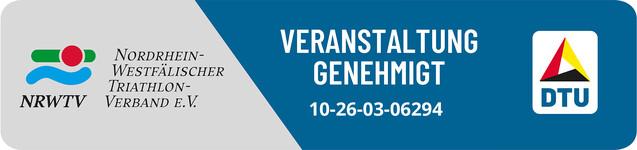 Logo des NRWTV und DTU, mit dem Text &bdquo;Veranstaltung genehmigt&ldquo; und einer Genehmigungsnummer.