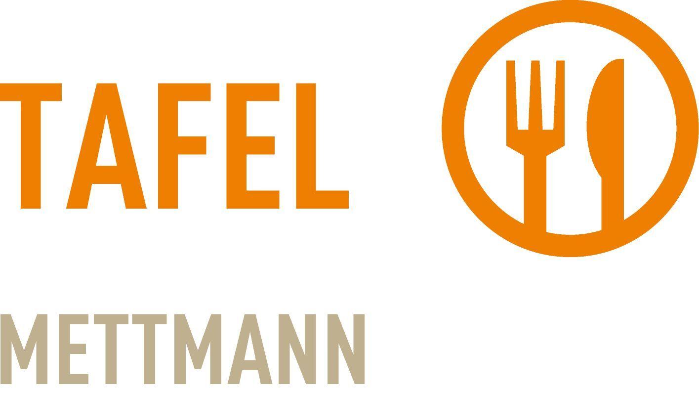 Logo der Tafel Mettmann, mit den Worten „TAFEL Mettmann“ und „Diakonie im Kirchenkreis Düsseldorf-Mettmann“.