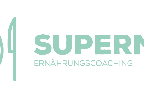 Logo von Supermenu mit einem Teller, Besteck und einem herzförmigen Symbol für Ernährungscoaching.
